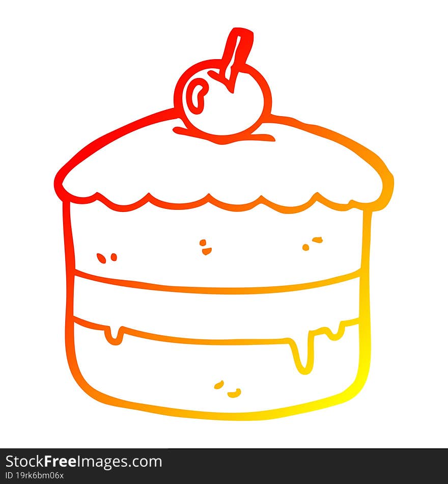 warm gradient line drawing cartoon cake