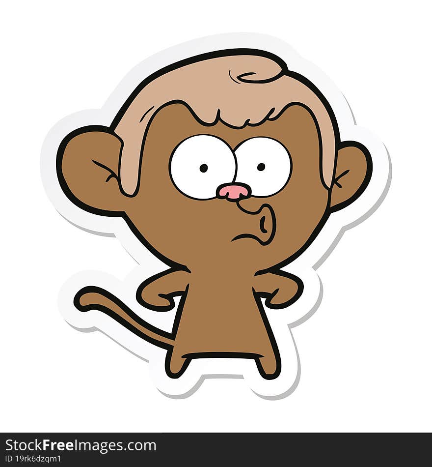 sticker of a cartoon hooting monkey