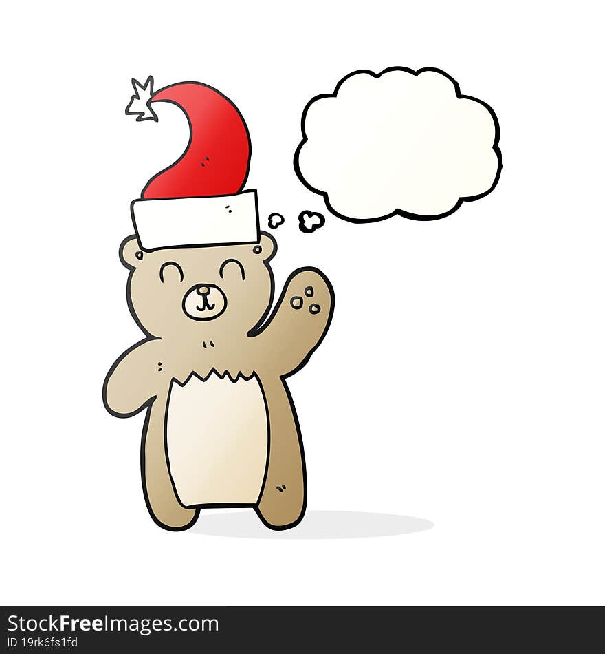 thought bubble cartoon teddy bear waving