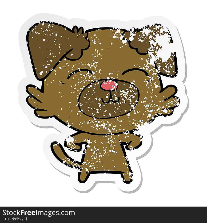 Distressed Sticker Of A Cartoon Dog