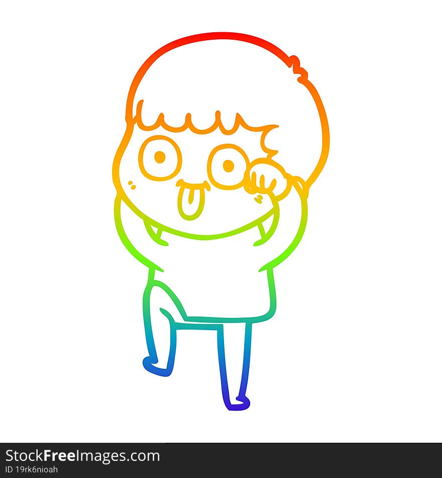 Rainbow Gradient Line Drawing Cartoon Man Staring