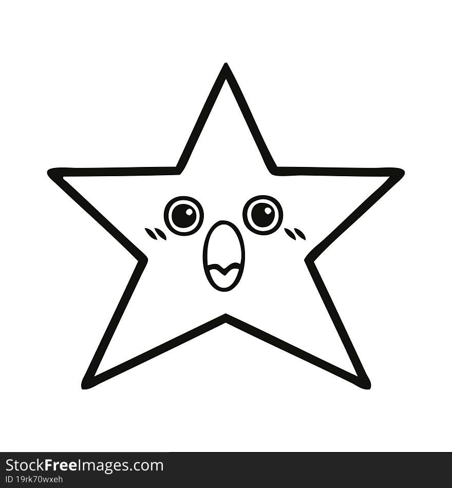 line drawing cartoon of a star fish