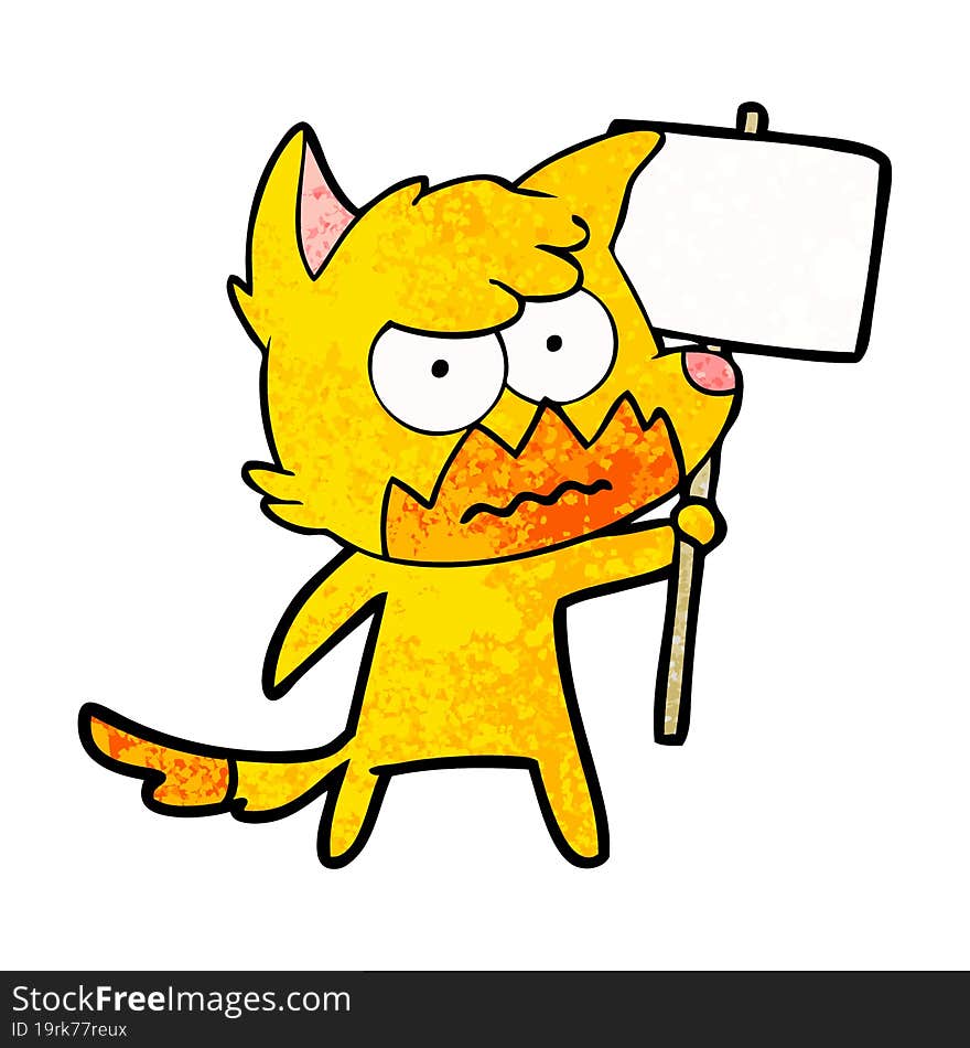 fox cartoon character with protest sign. fox cartoon character with protest sign