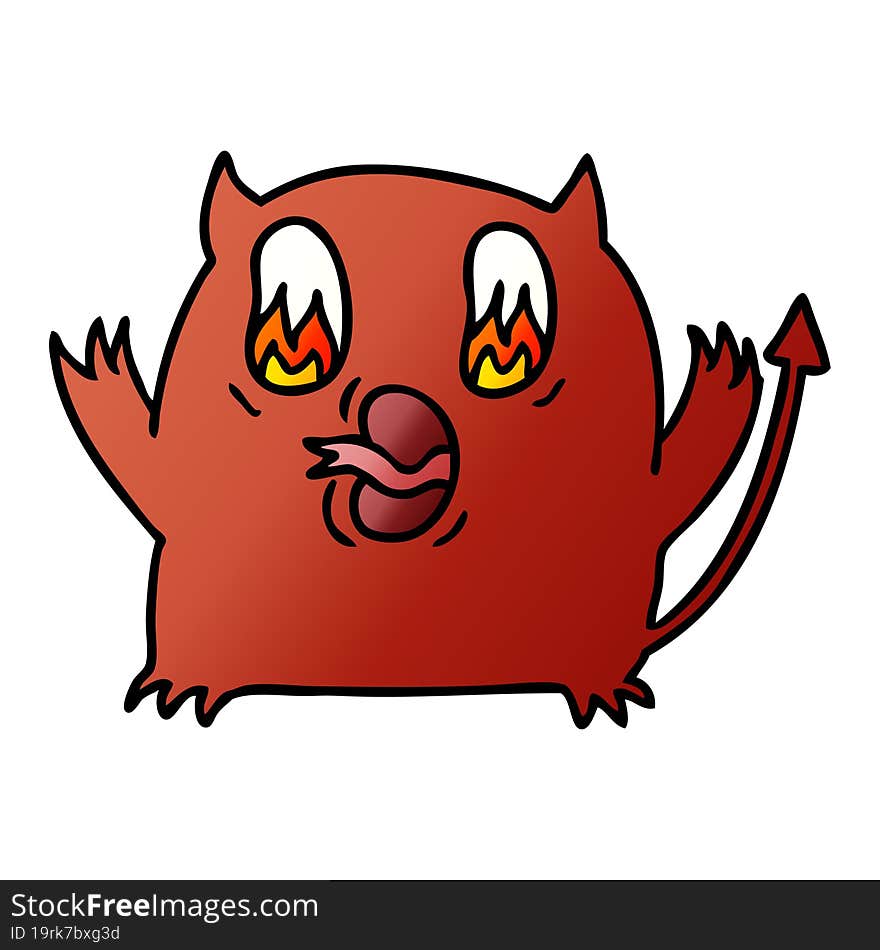 gradient cartoon of cute kawaii red demon