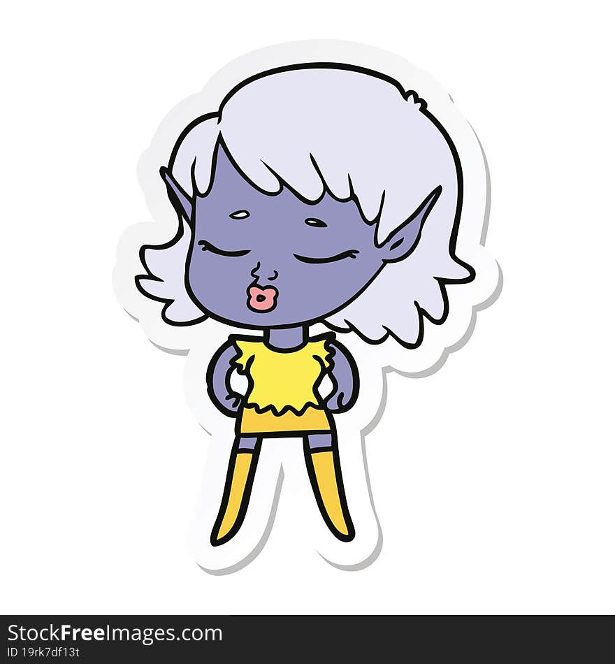 sticker of a pretty cartoon elf girl