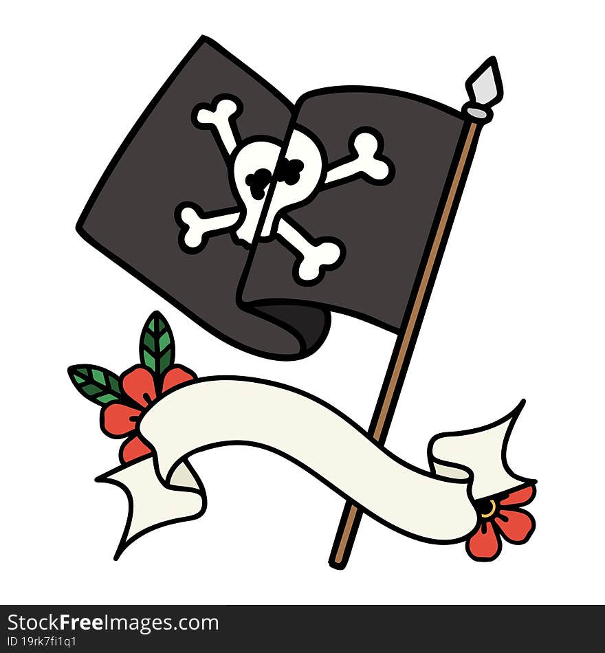 tattoo with banner of a pirate flag