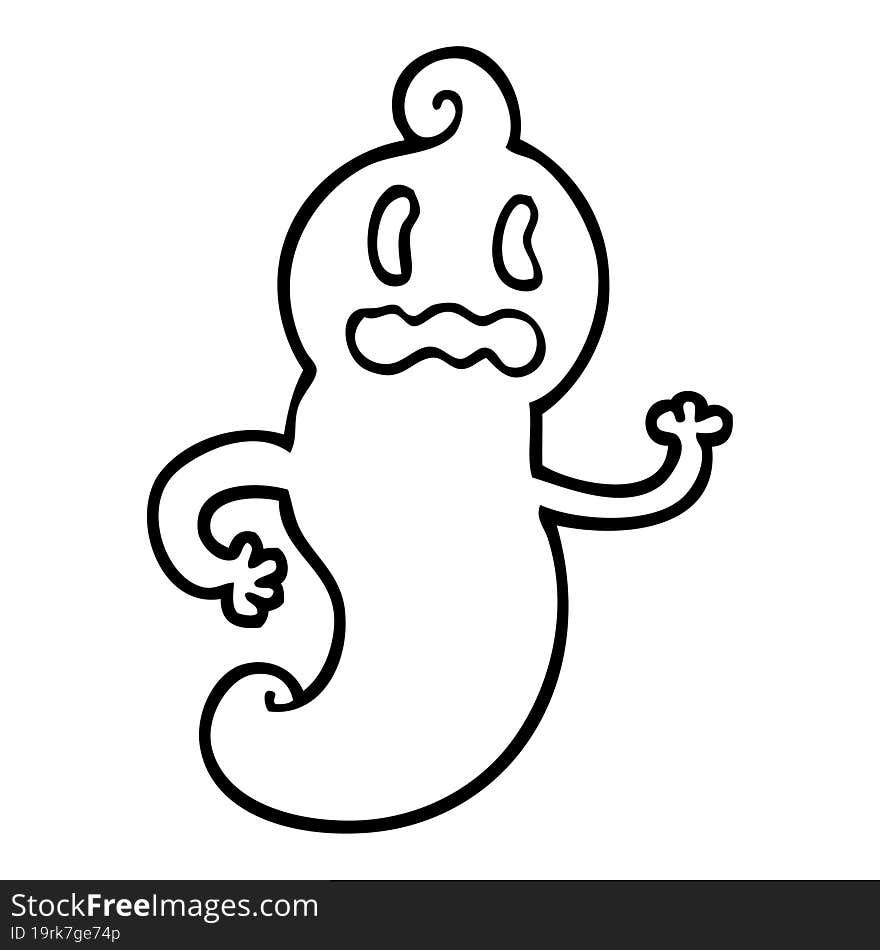 black and white cartoon spooky ghost