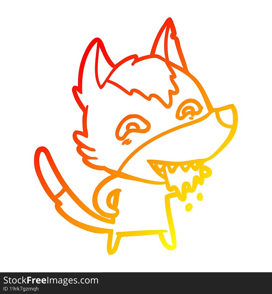 warm gradient line drawing cartoon hungry wolf