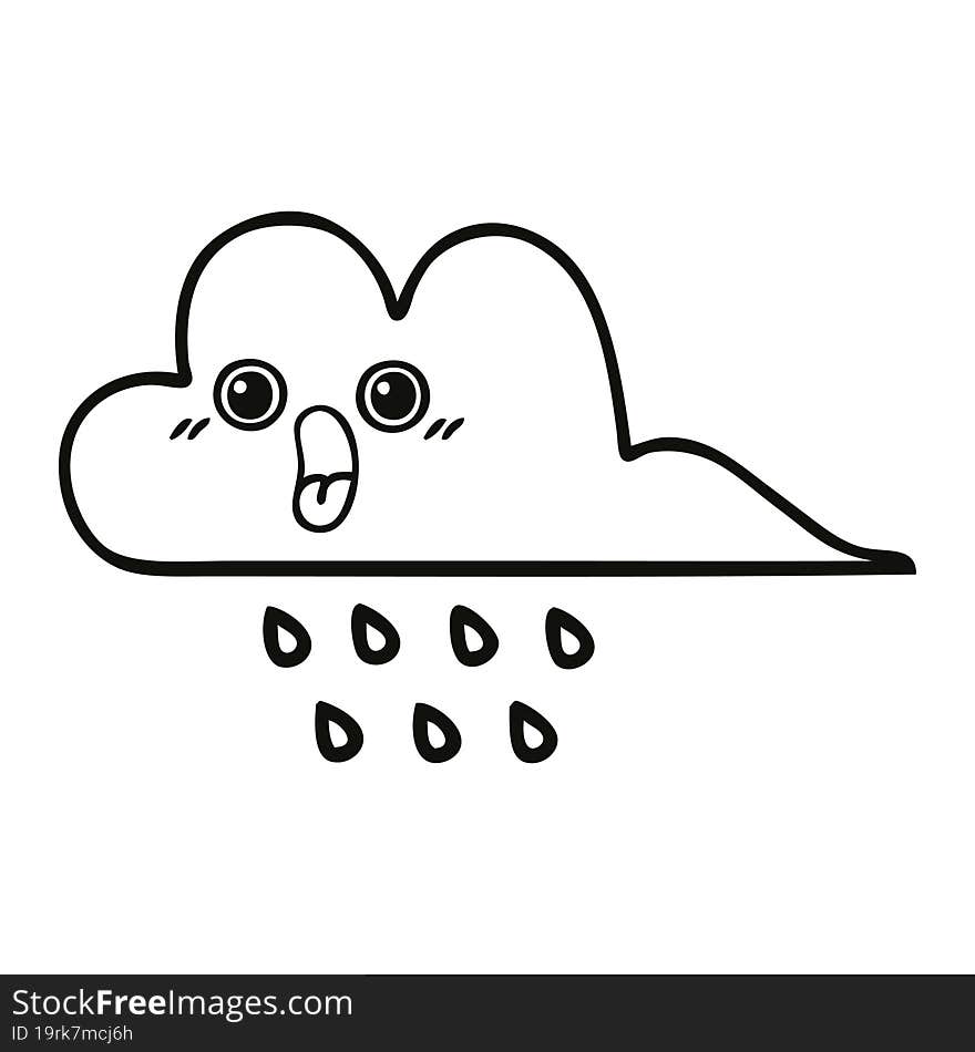 line drawing cartoon rain cloud