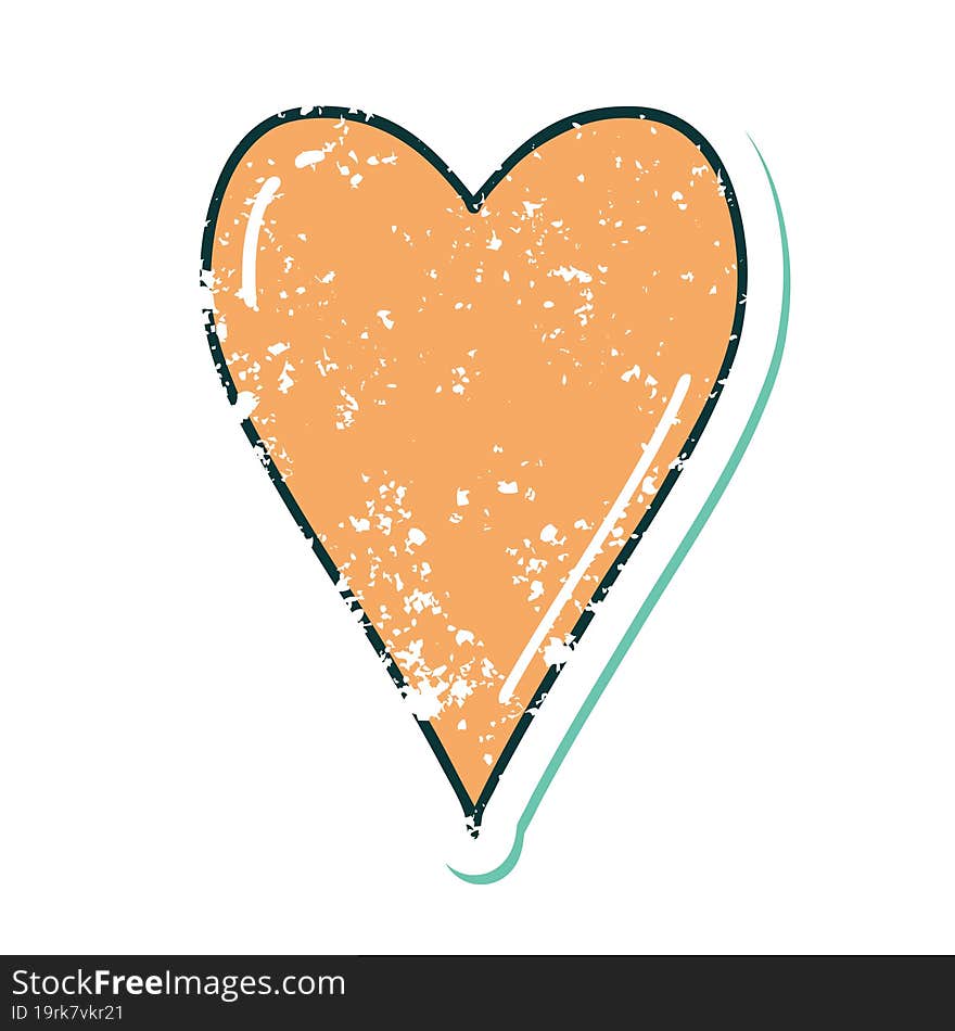 iconic distressed sticker tattoo style image of a heart. iconic distressed sticker tattoo style image of a heart