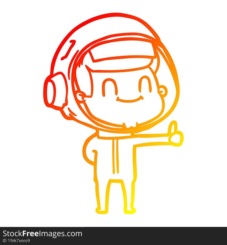 warm gradient line drawing happy cartoon astronaut