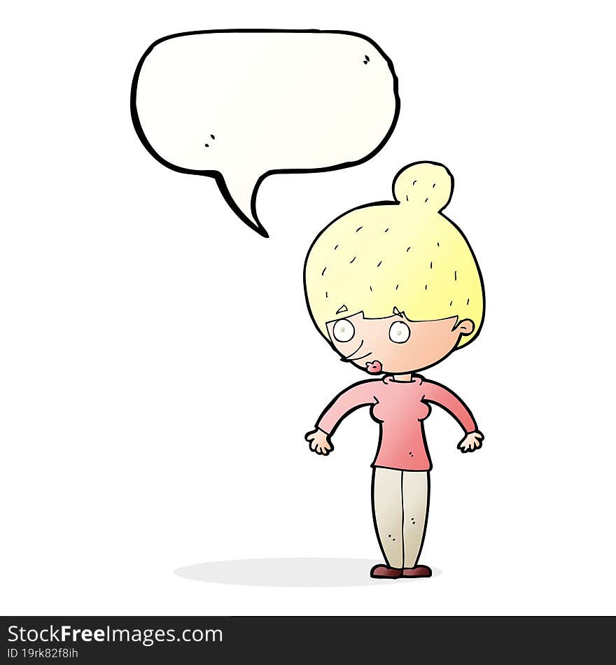 cartoon woman staring with speech bubble