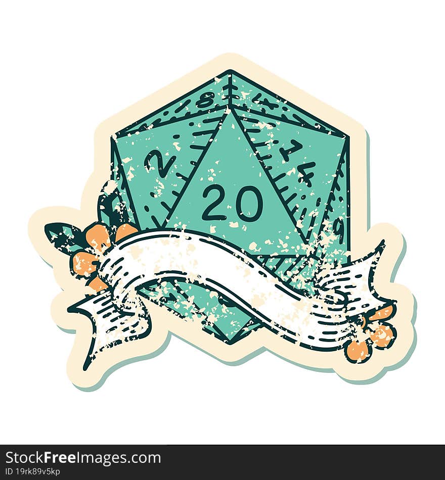 natural twenty D20 dice roll illustration