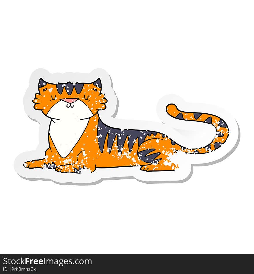 Distressed Sticker Of A Cartoon Tiger