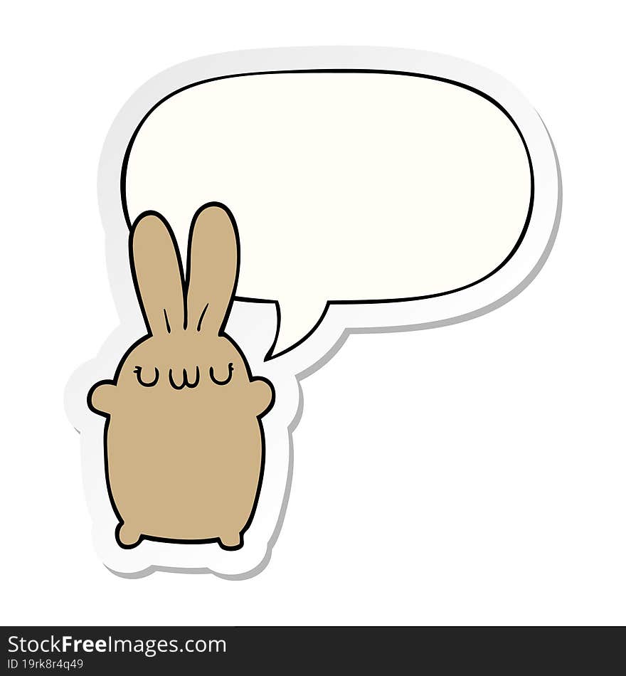 cartoon rabbit with speech bubble sticker. cartoon rabbit with speech bubble sticker