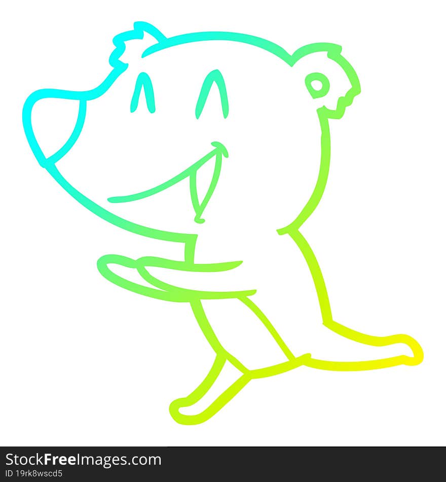 cold gradient line drawing running bear cartoon