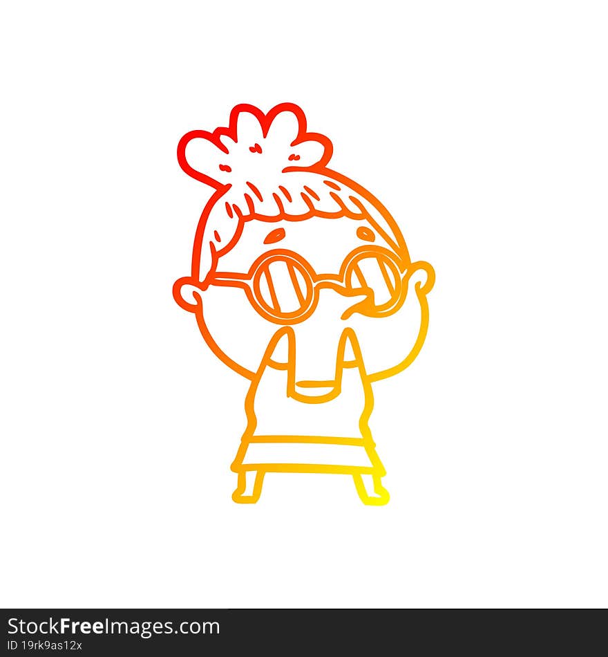 warm gradient line drawing cartoon woman wearing glasses