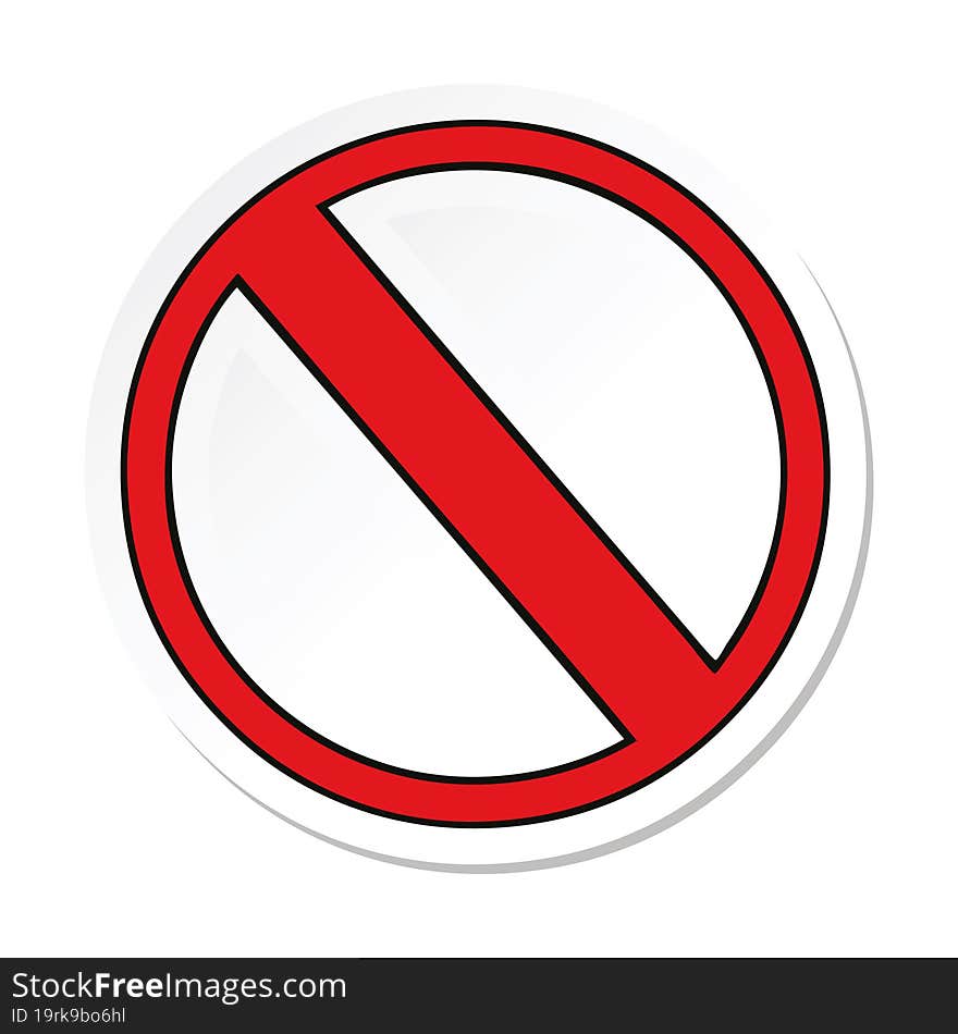 sticker of a cute cartoon not allowed sign