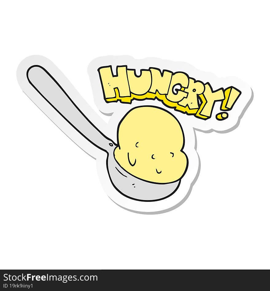 sticker of a cartoon scoop of ice cream