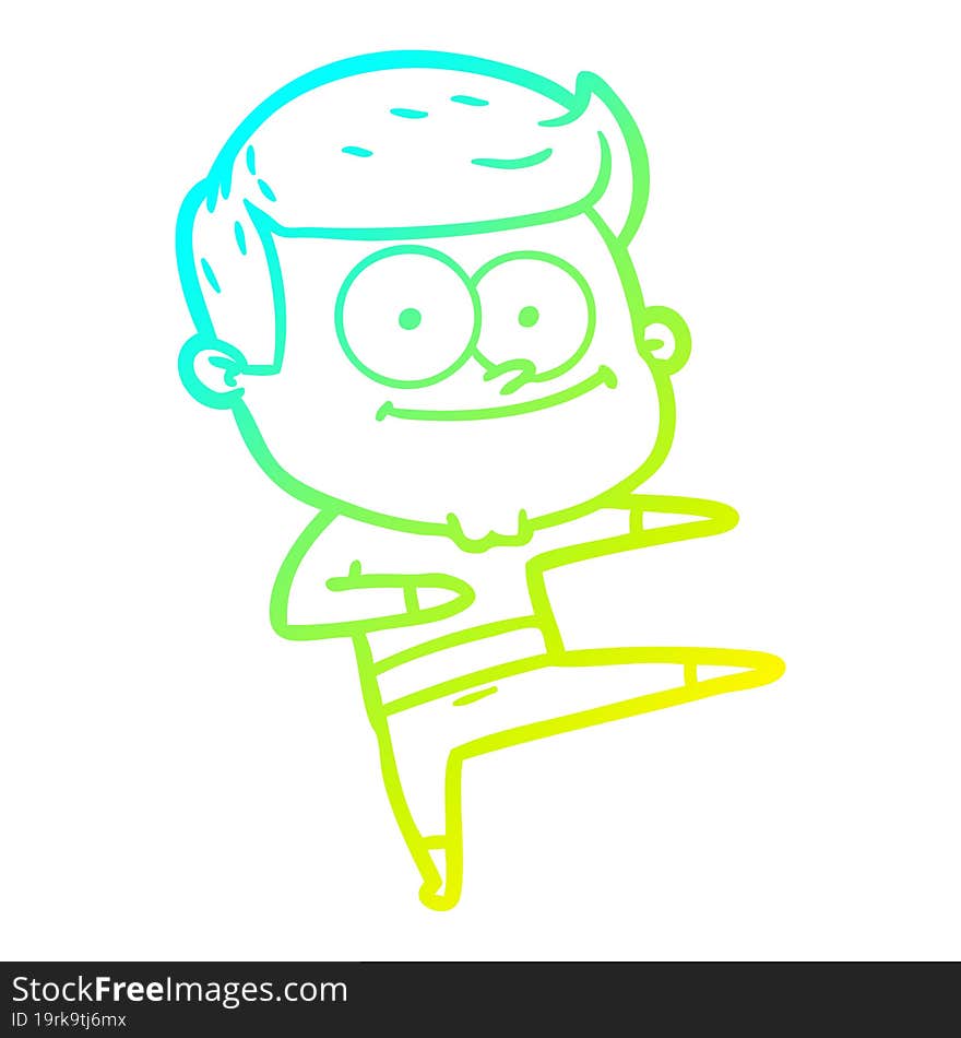 cold gradient line drawing cartoon happy man dancing