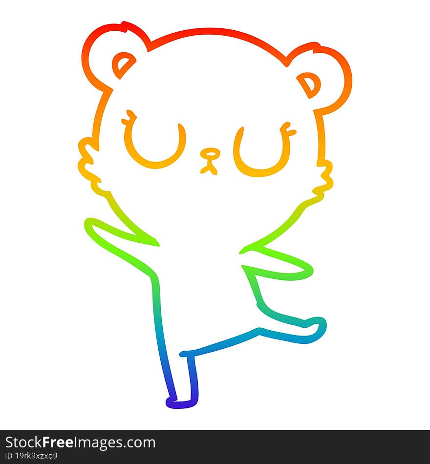 rainbow gradient line drawing peaceful cartoon polar bear