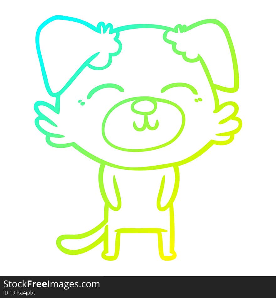 Cold Gradient Line Drawing Cartoon Dog