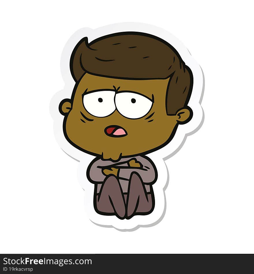 sticker of a cartoon tired man