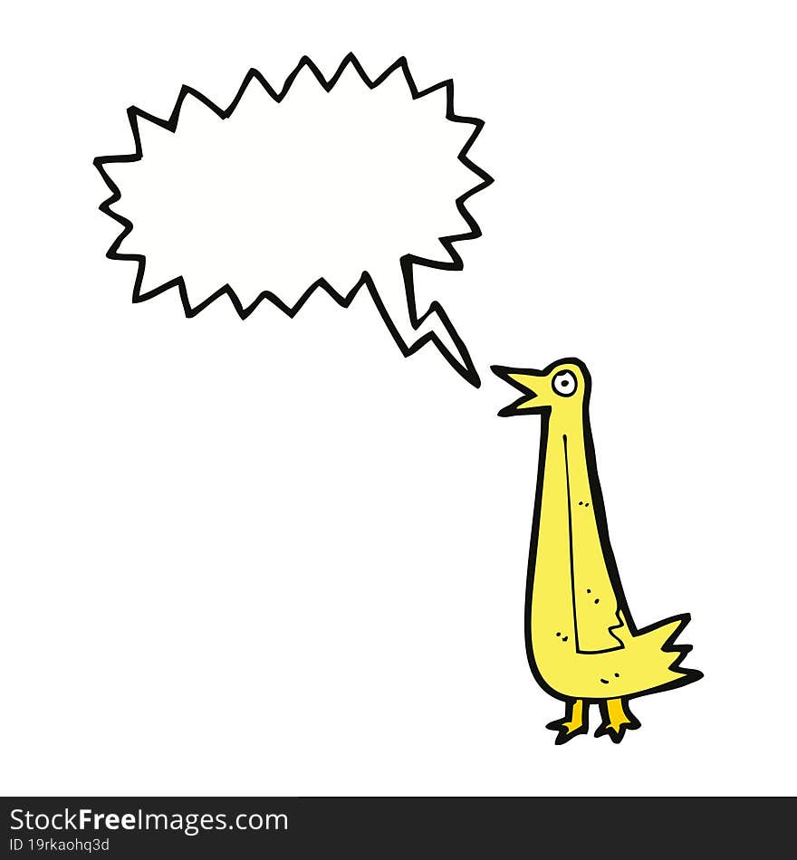 funny cartoon bird with speech bubble