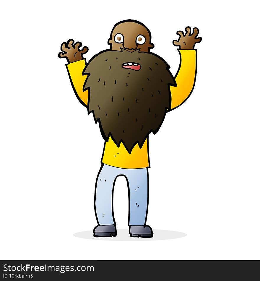 cartoon frightened old man with beard