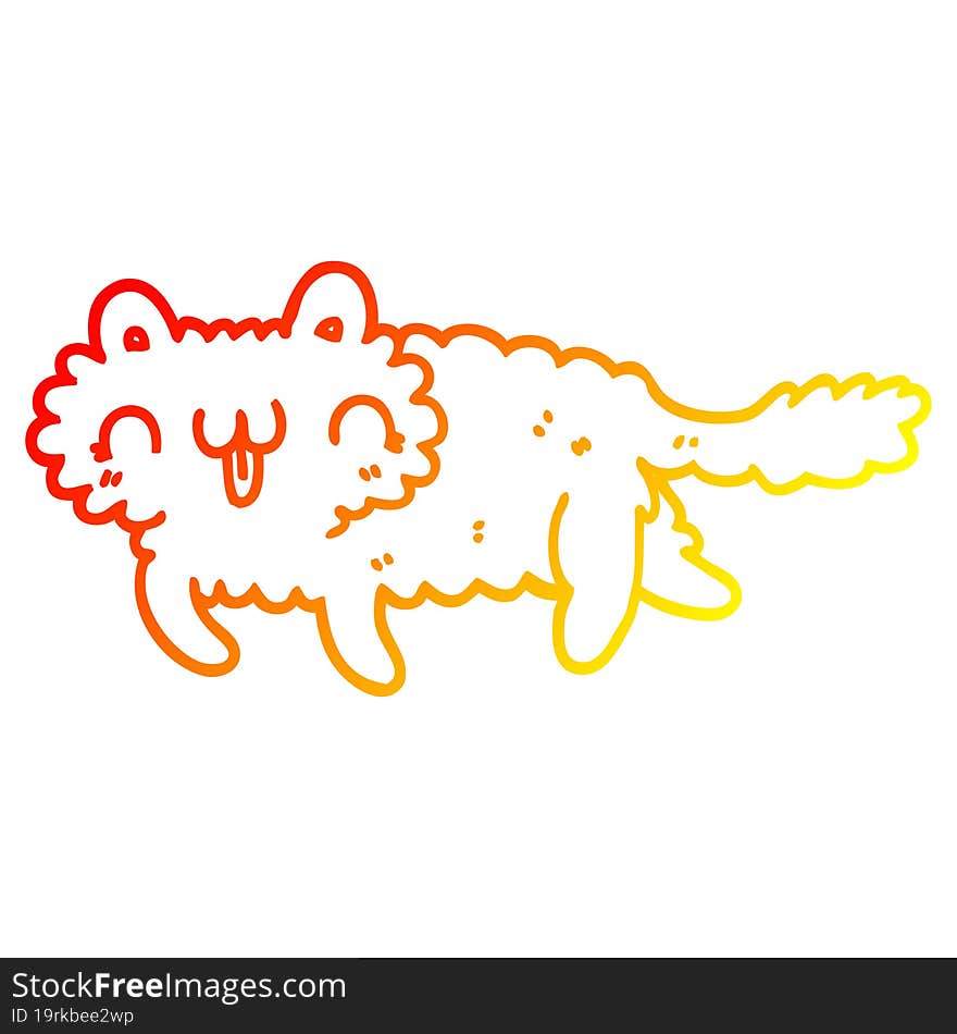 warm gradient line drawing of a cartoon cat