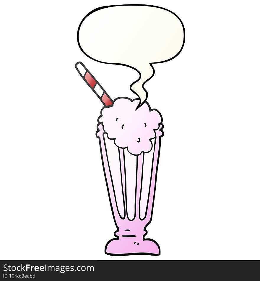 cartoon milkshake and speech bubble in smooth gradient style