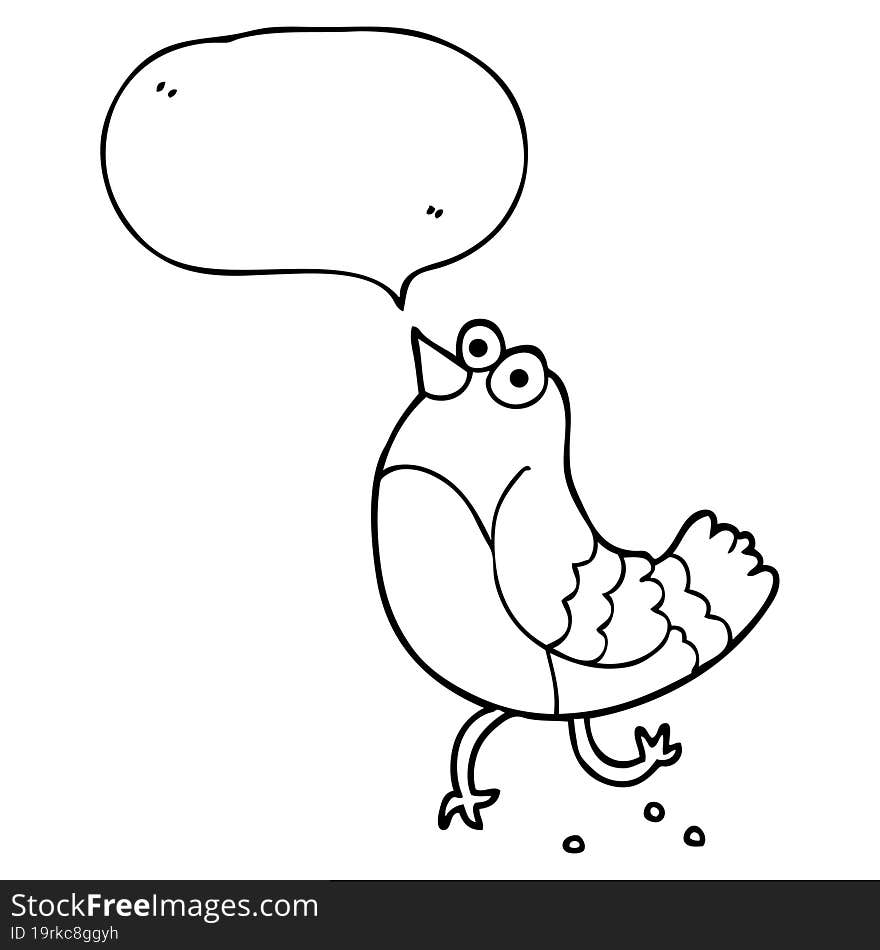 freehand drawn speech bubble cartoon bird