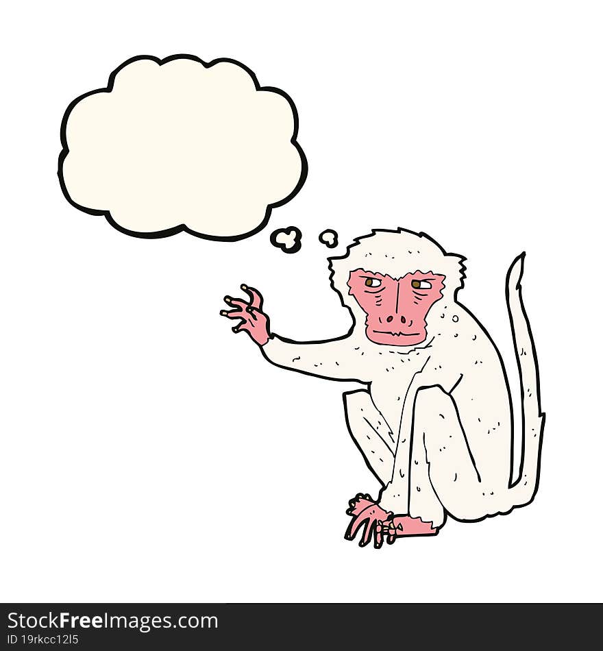 Cartoon Evil Monkey With Thought Bubble