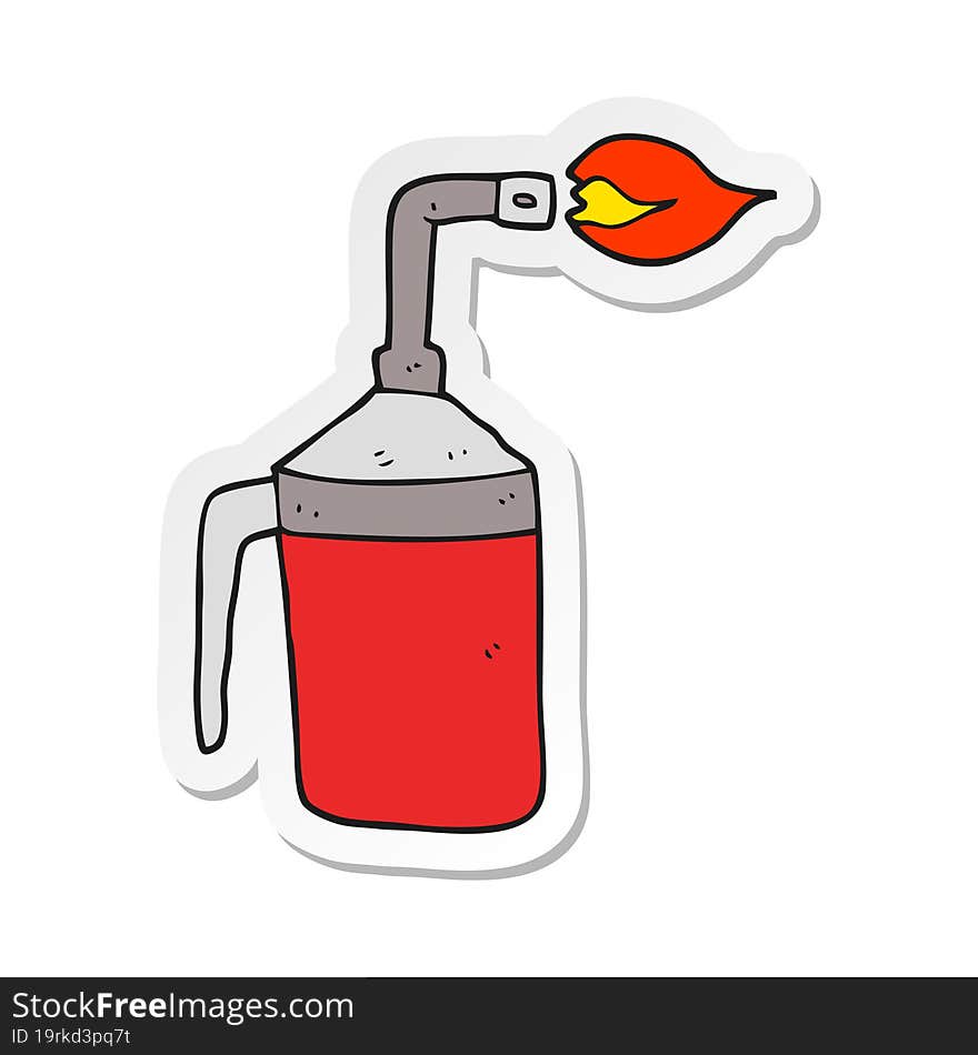 sticker of a cartoon blow torch