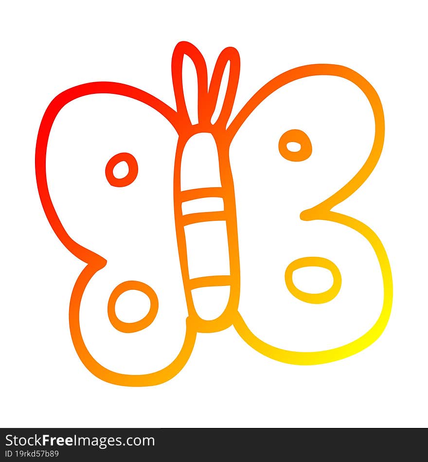 Warm Gradient Line Drawing Cartoon Butterfly