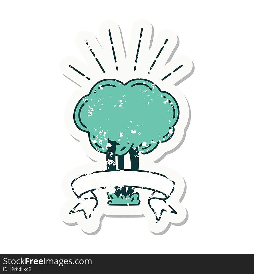 grunge sticker of tattoo style tree