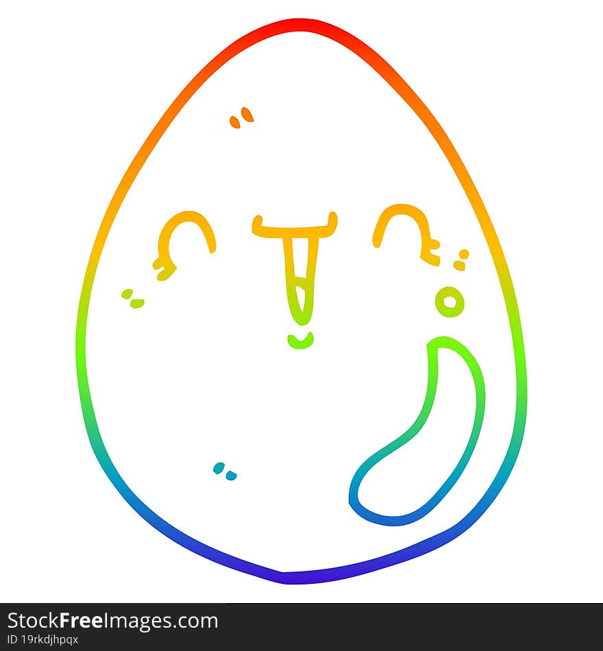 rainbow gradient line drawing of a cartoon egg