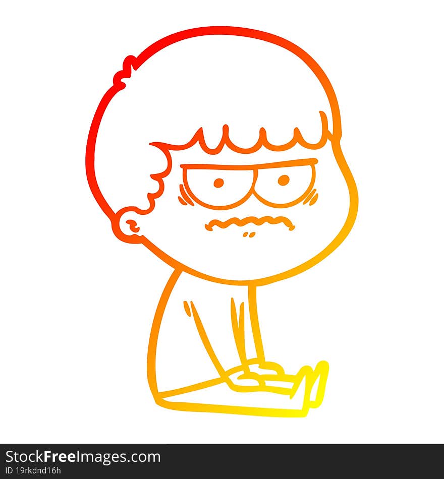 Warm Gradient Line Drawing Cartoon Annoyed Man