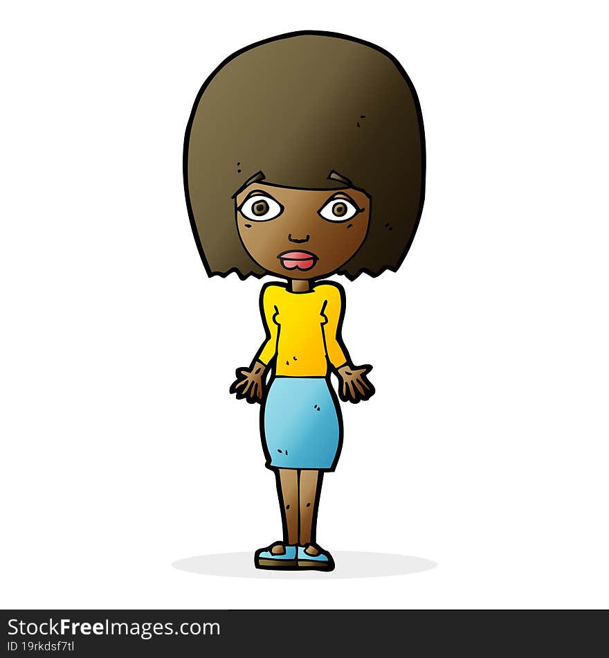 cartoon woman shrugging shoulders