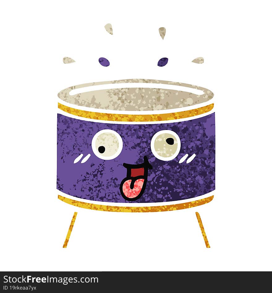 retro illustration style cartoon drum