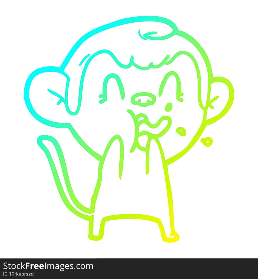 cold gradient line drawing crazy cartoon monkey