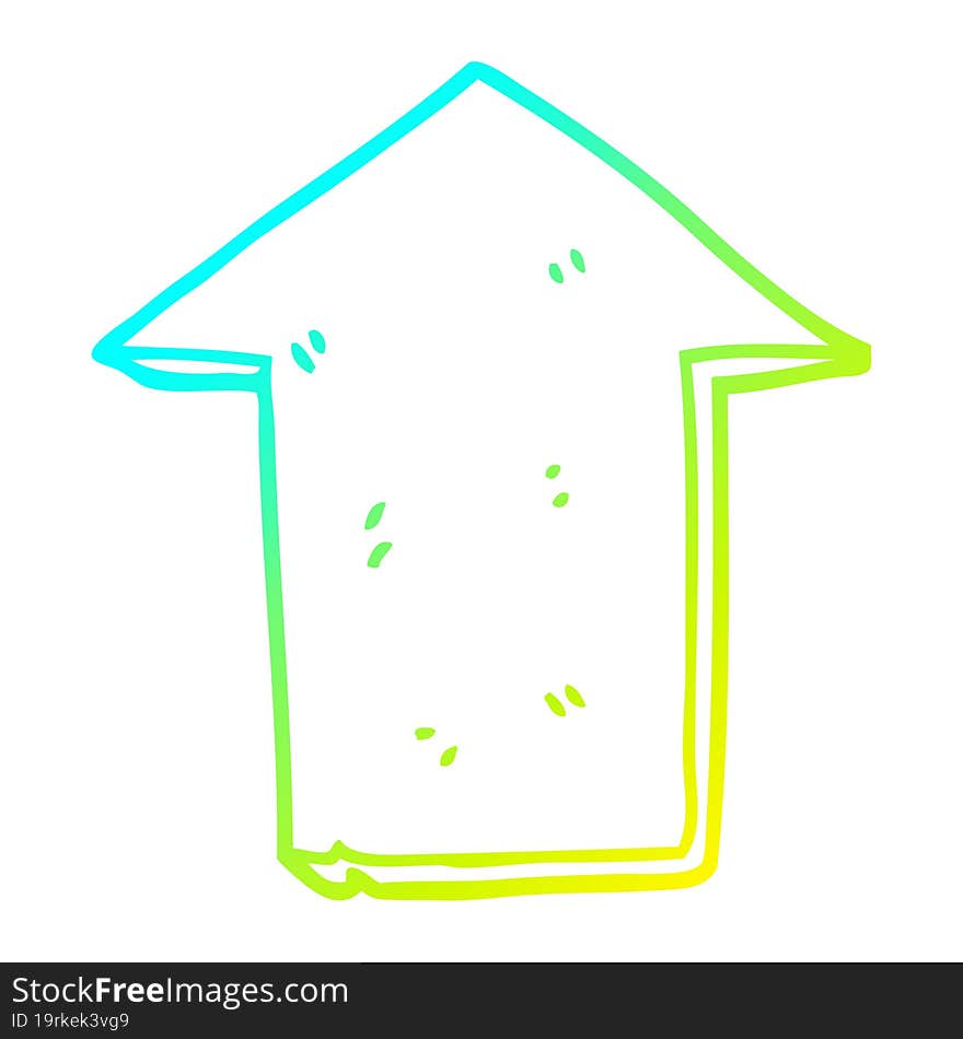 cold gradient line drawing cartoon pointing arrow