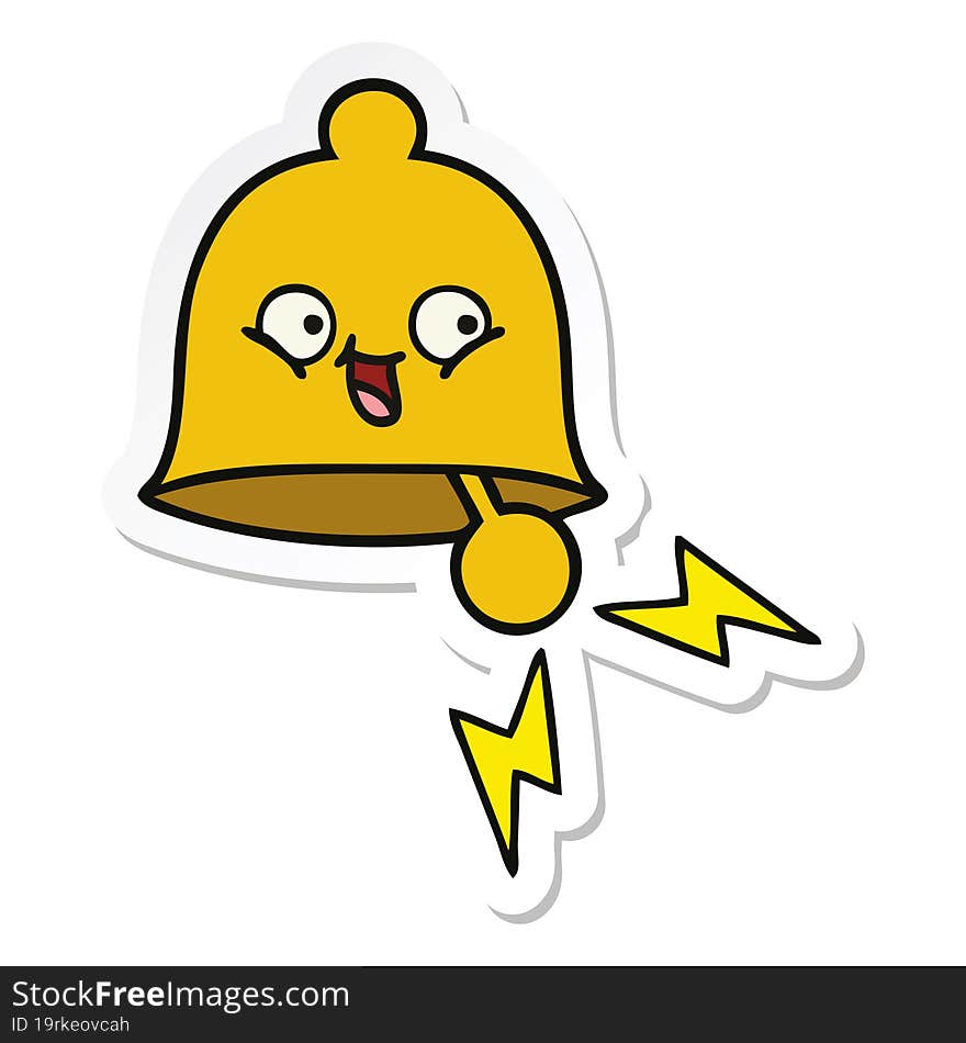 Sticker Of A Cute Cartoon Ringing Bell