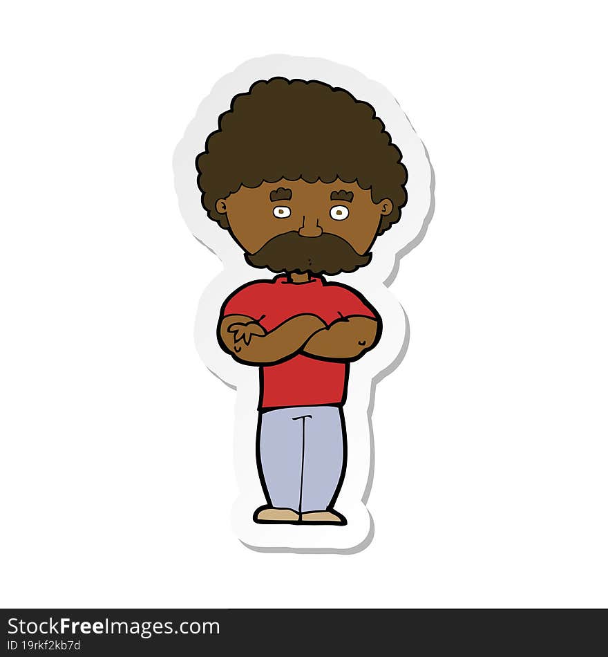 sticker of a cartoon dad with folded arms