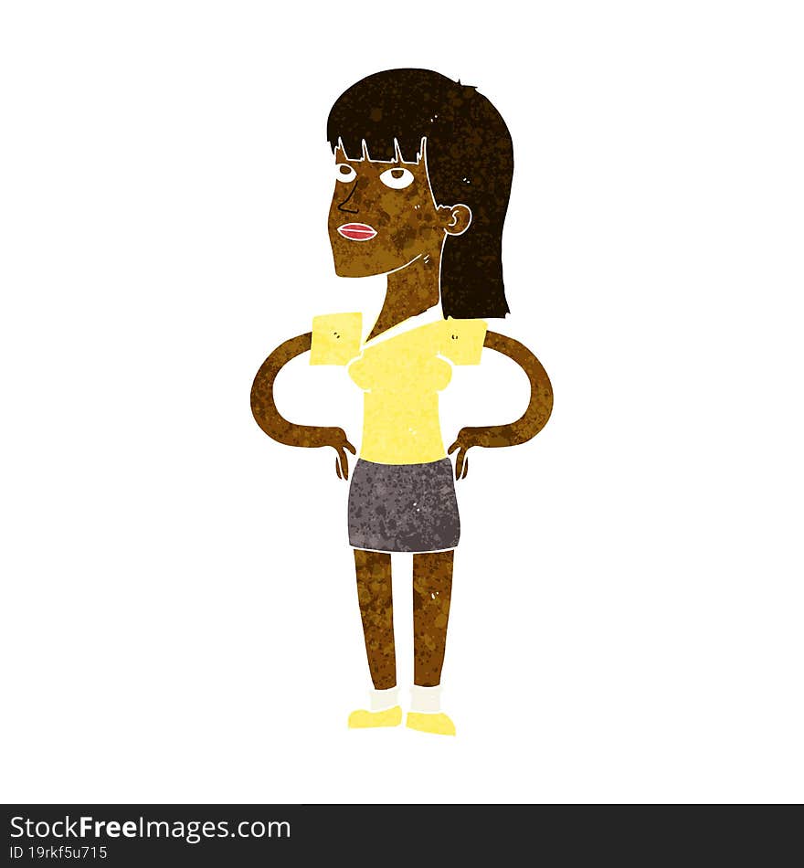 Cartoon Woman With Hands On Hips