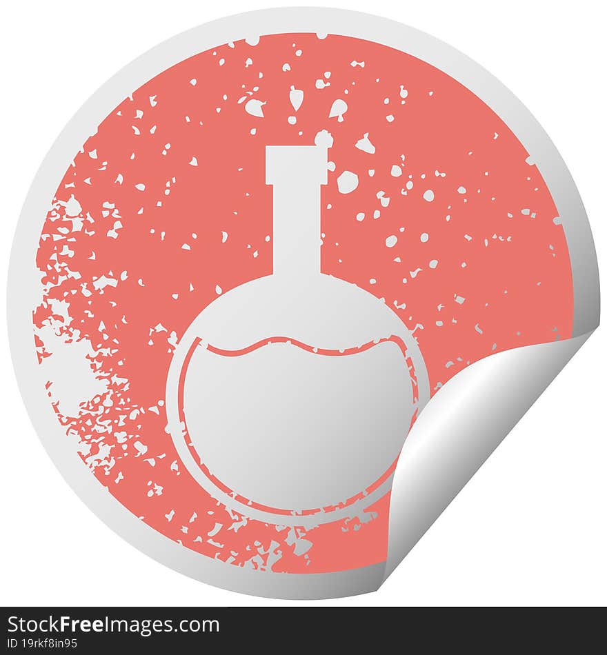 distressed circular peeling sticker symbol of a science experiment