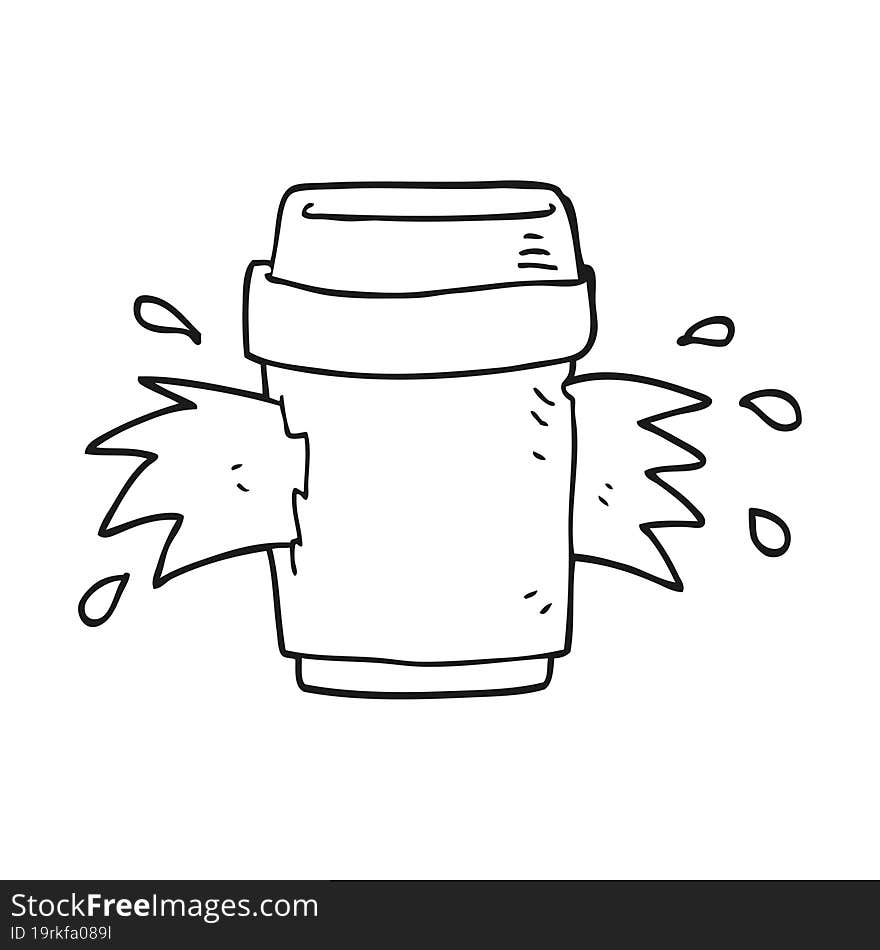 Black And White Cartoon Exploding Coffee Cup