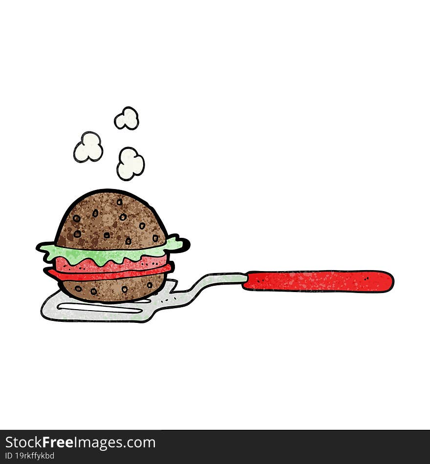 textured cartoon spatula with burger