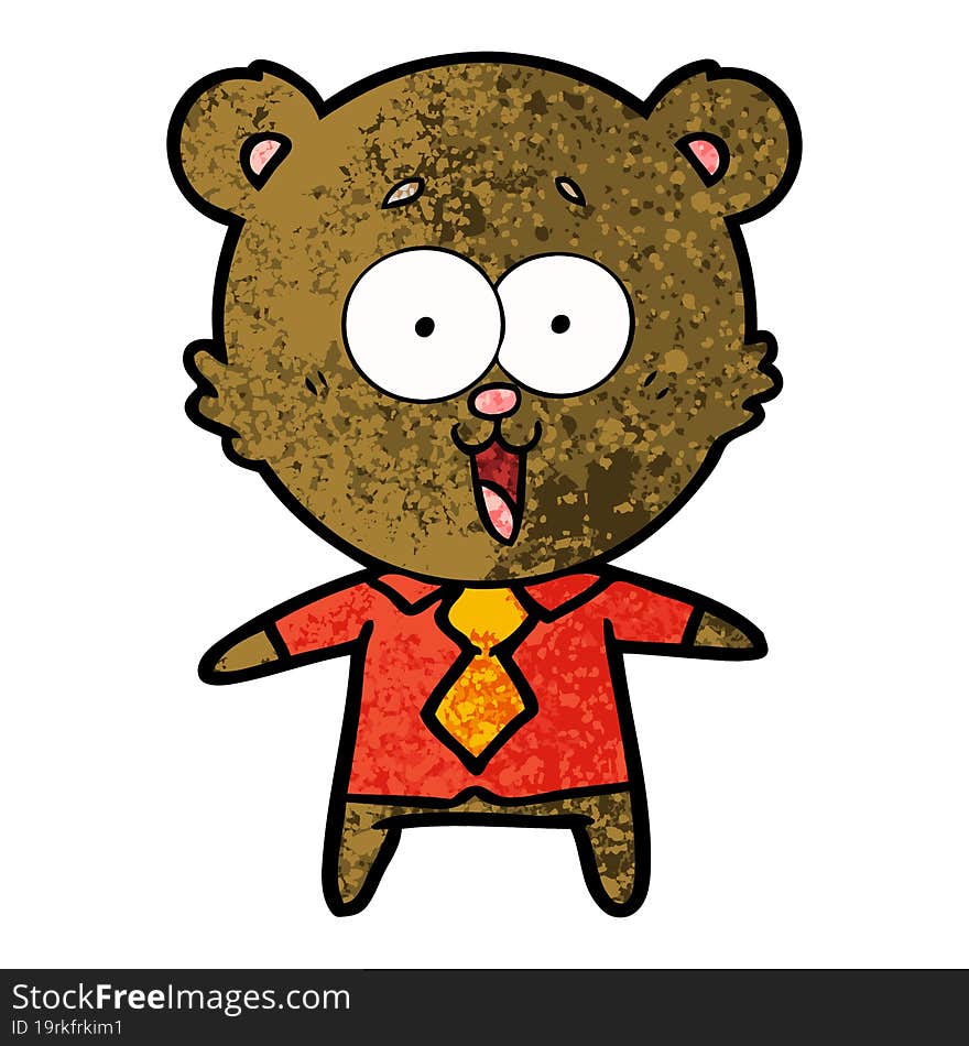 laughing teddy  bear cartoon in shirt and tie. laughing teddy  bear cartoon in shirt and tie