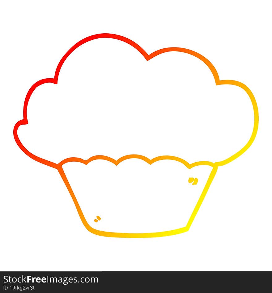 warm gradient line drawing cartoon cupcake